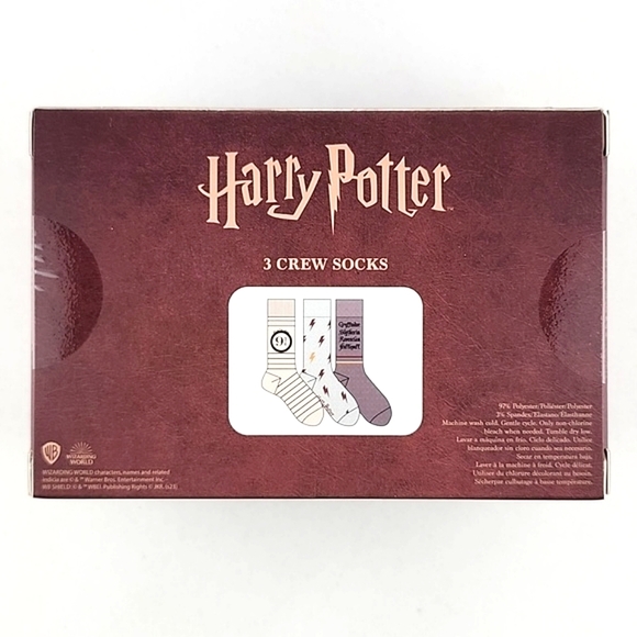 Harry Potter Gryffindor Men's 3 Crew Socks  Shoe Size 6-12 - Picture 5 of 6
